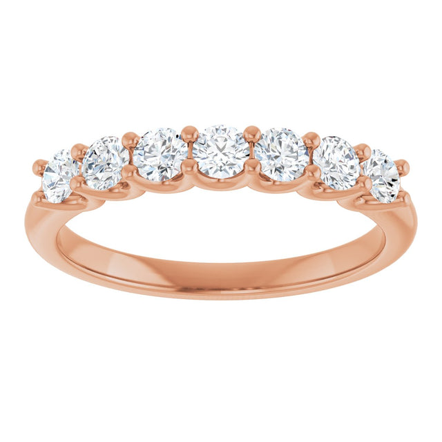 14K Gold Round Lab-Grown Diamond U-Prong Seven-Stone Anniversary Band – 2.8 mm Stones - Rose Gold - view 3