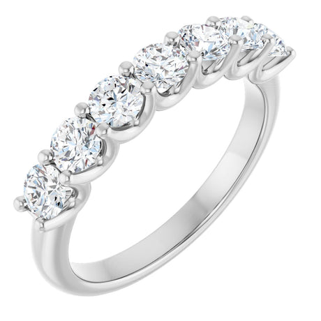 Platinum Round Lab-Grown Diamond U-Prong Seven-Stone Anniversary Band – 3.4 mm Stones