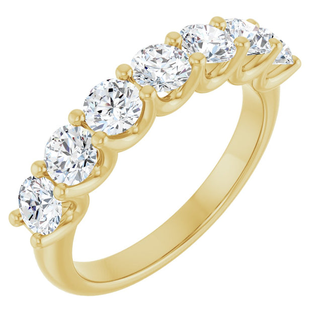 14K Gold Round Lab-Grown Diamond U-Prong Seven-Stone Anniversary Band – 3.8 mm Stones - Yellow Gold