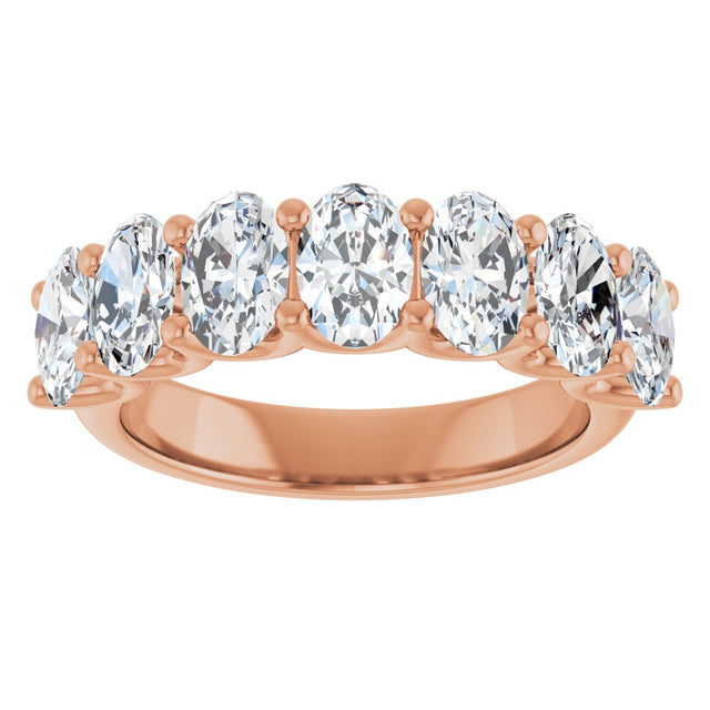 14K Gold Oval Lab-Grown Diamond U-Prong Seven-Stone Anniversary Band – 6x4 mm Stones - Rose Gold - view 3