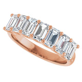 14K Gold Emerald Lab-Grown Diamond U-Prong Seven-Stone Anniversary Band – 2 1/6–4 1/5 CTW - Rose Gold - view 5