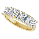 14K Gold Emerald Lab-Grown Diamond U-Prong Seven-Stone Anniversary Band – 2 1/6–4 1/5 CTW - Yellow Gold - view 5