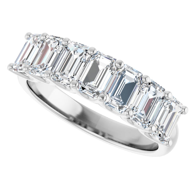 Platinum Emerald Lab-Grown Diamond U-Prong Seven-Stone Anniversary Band – 2 1/6–4 1/5 CTW - view 5