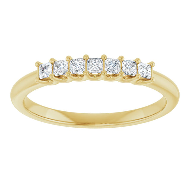 14K Gold Square Natural Diamond U-Prong Seven-Stone Anniversary Band – 1/6–5/8 CTW - Yellow Gold - view 3