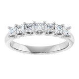 14K Gold Square Natural Diamond U-Prong Seven-Stone Anniversary Band – 1/6–5/8 CTW - White Gold - view 3