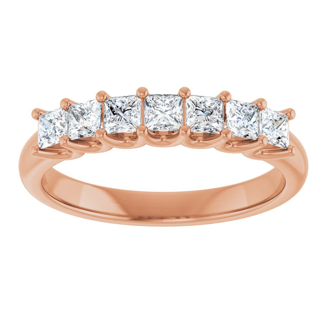 14K Gold Square Natural Diamond U-Prong Seven-Stone Anniversary Band – 1/6–5/8 CTW - Rose Gold - view 3