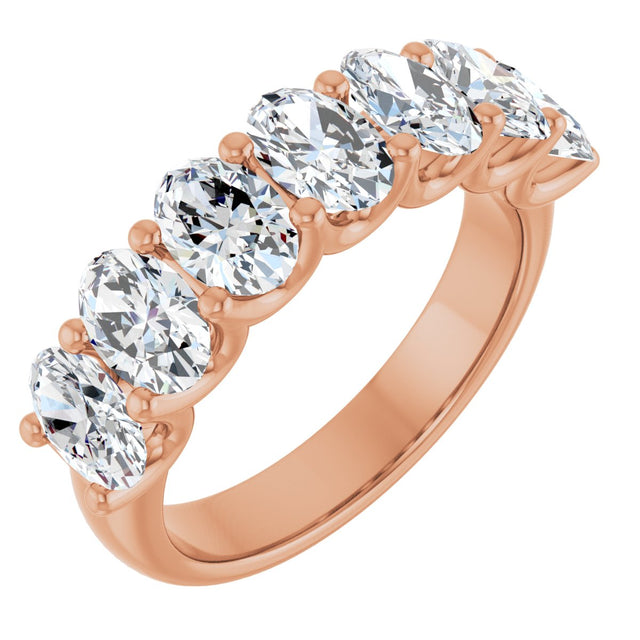 14K Gold Oval Natural Diamond U-Prong Seven-Stone Anniversary Band – 1 1/2–2 1/2 CTW - Rose Gold