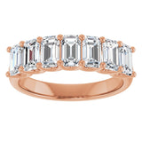 14K Gold Emerald Lab-Grown Diamond U-Prong Seven-Stone Anniversary Band – 2 1/6–4 1/5 CTW - Rose Gold - view 3