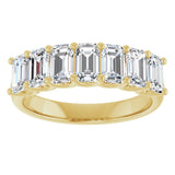 14K Gold Emerald Lab-Grown Diamond U-Prong Seven-Stone Anniversary Band – 2 1/6–4 1/5 CTW - Yellow Gold - view 3