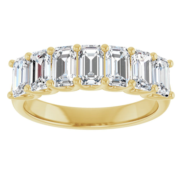 14K Gold Emerald Lab-Grown Diamond U-Prong Seven-Stone Anniversary Band – 2 1/6–4 1/5 CTW - Yellow Gold - view 3