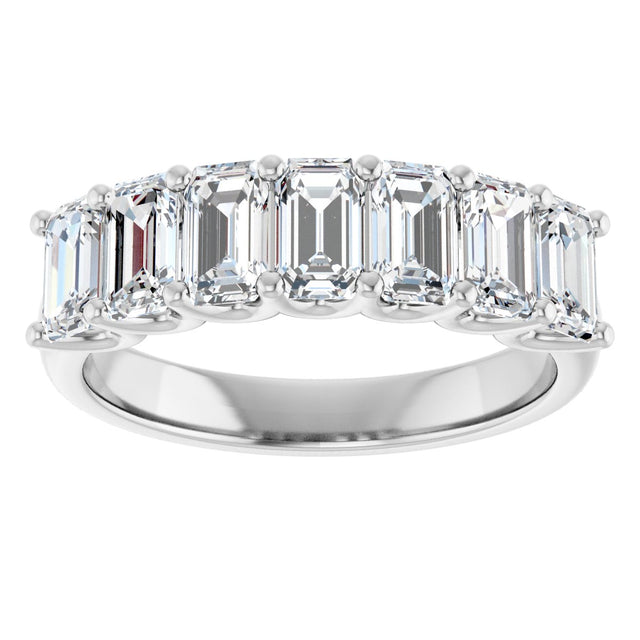 Platinum Emerald Lab-Grown Diamond U-Prong Seven-Stone Anniversary Band – 2 1/6–4 1/5 CTW - view 3