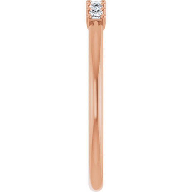 14K Gold Square Natural Diamond U-Prong Seven-Stone Anniversary Band – 1/6–5/8 CTW - Rose Gold - view 4