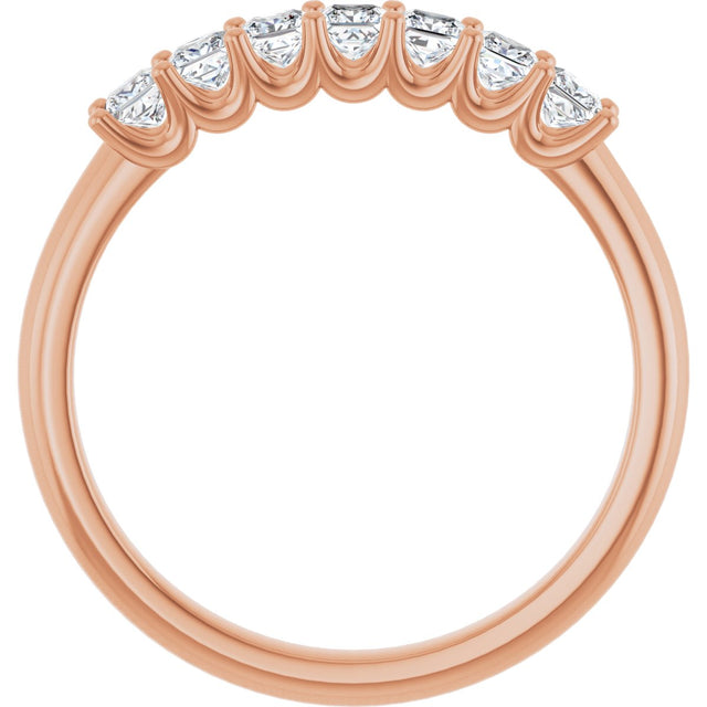 14K Gold Square Natural Diamond U-Prong Seven-Stone Anniversary Band – 1/6–5/8 CTW - Rose Gold - view 2