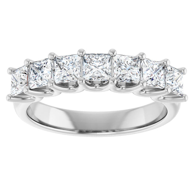 14K Gold Square Lab-Grown Diamond U-Prong Seven-Stone Anniversary Band – 1 1/6–1 3/4 CTW - White Gold - view 3