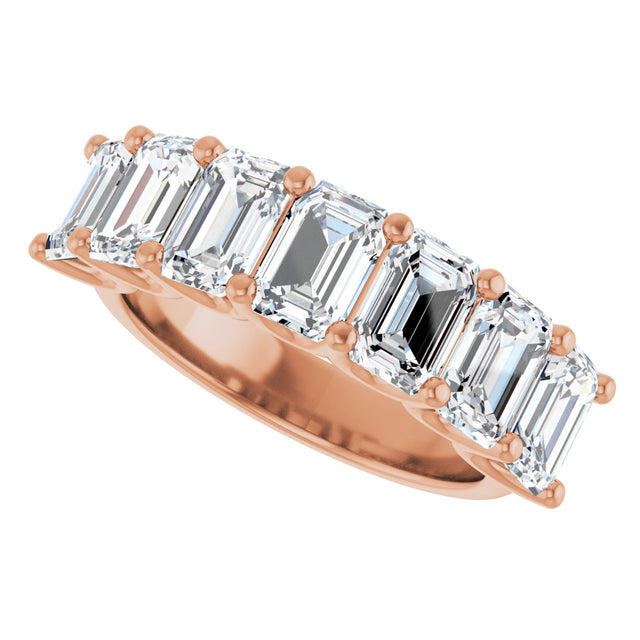 14K Gold Emerald Lab-Grown Diamond U-Prong Seven-Stone Anniversary Band – 2 1/6–4 1/5 CTW - Rose Gold - view 5