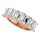 14K Gold Emerald Natural Diamond U-Prong Seven-Stone Anniversary Band – 2 1/6–4 1/5 CTW - Rose Gold - view 5