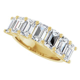 14K Gold Emerald Lab-Grown Diamond U-Prong Seven-Stone Anniversary Band – 2 1/6–4 1/5 CTW - Yellow Gold - view 5