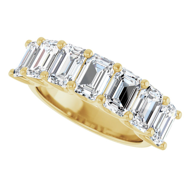 14K Gold Emerald Lab-Grown Diamond U-Prong Seven-Stone Anniversary Band – 2 1/6–4 1/5 CTW - Yellow Gold - view 5
