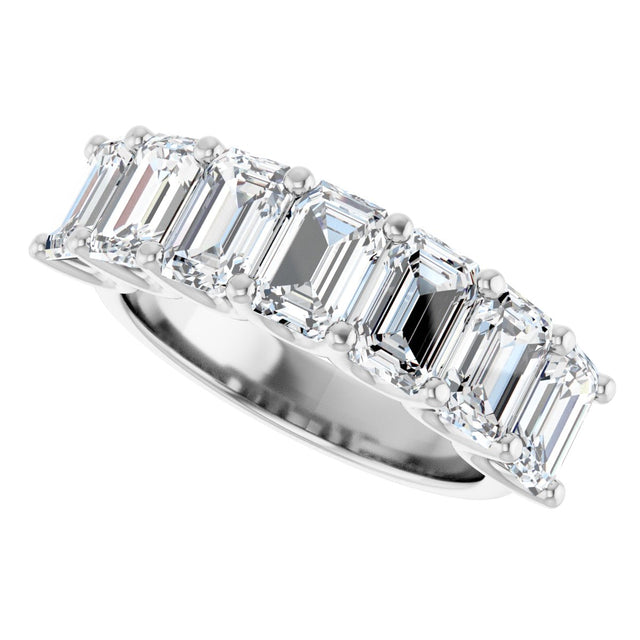 Platinum Emerald Natural Diamond U-Prong Seven-Stone Anniversary Band – 2 1/6–4 1/5 CTW - view 5
