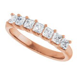 14K Gold Square Natural Diamond U-Prong Seven-Stone Anniversary Band – 1/6–5/8 CTW - Rose Gold - view 5
