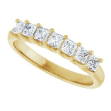 14K Gold Square Natural Diamond U-Prong Seven-Stone Anniversary Band – 1/6–5/8 CTW - Yellow Gold - view 5