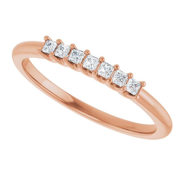 14K Gold Square Natural Diamond U-Prong Seven-Stone Anniversary Band – 1/6–5/8 CTW - Rose Gold - view 5