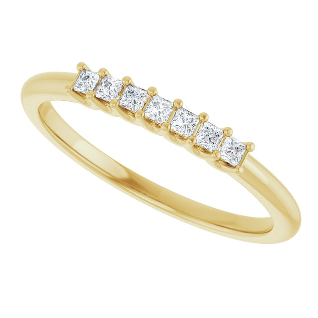 14K Gold Square Natural Diamond U-Prong Seven-Stone Anniversary Band – 1/6–5/8 CTW - Yellow Gold - view 5