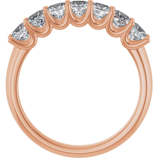 14K Gold Square Lab-Grown Diamond U-Prong Seven-Stone Anniversary Band – 1 1/6–1 3/4 CTW - Rose Gold - view 2