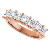 14K Gold Square Lab-Grown Diamond U-Prong Seven-Stone Anniversary Band – 1 1/6–1 3/4 CTW - Rose Gold - view 5