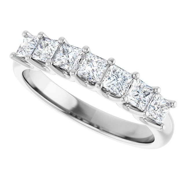 14K Gold Square Lab-Grown Diamond U-Prong Seven-Stone Anniversary Band – 1/6–7/8 CTW - White Gold - view 5