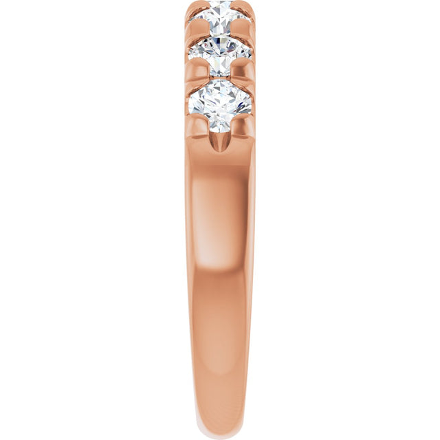14K Gold Round Natural Diamond French-Set Seven-Stone Anniversary Band – 1/4–7/8 CTW - Rose Gold - view 4
