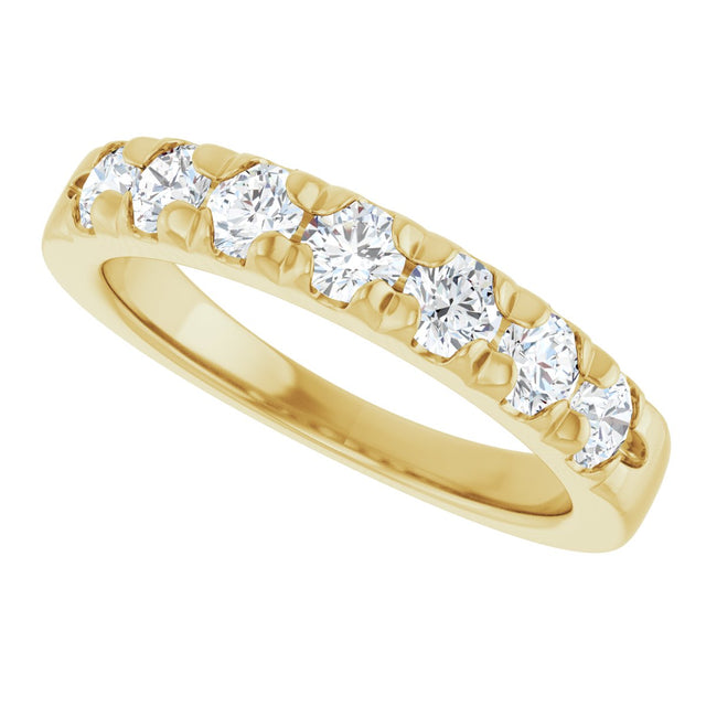 14K Gold Round Natural Diamond French-Set Seven-Stone Anniversary Band – 1/4–7/8 CTW - Yellow Gold - view 5