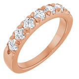 14K Gold Round Natural Diamond French-Set Seven-Stone Anniversary Band – 1/4–7/8 CTW - Rose Gold
