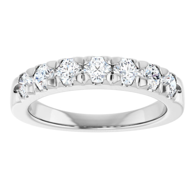 14K Gold Round Natural Diamond French-Set Seven-Stone Anniversary Band – 1/4–7/8 CTW - White Gold - view 3