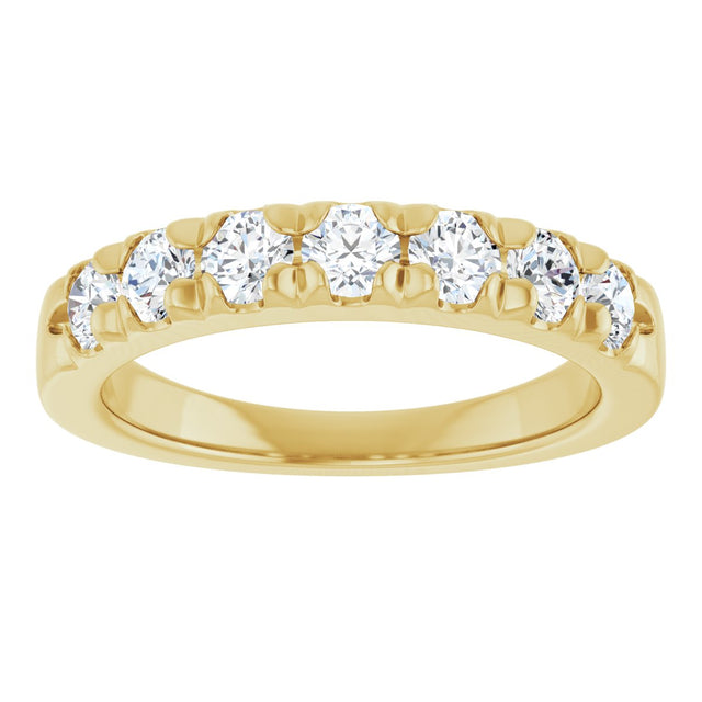 14K Gold Round Natural Diamond French-Set Seven-Stone Anniversary Band – 1/4–7/8 CTW - Yellow Gold - view 3