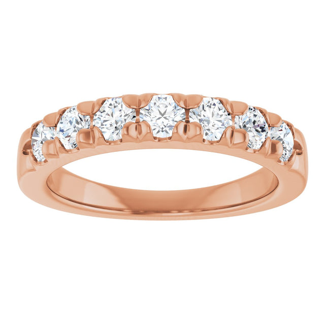 14K Gold Round Natural Diamond French-Set Seven-Stone Anniversary Band – 1/4–7/8 CTW - Rose Gold - view 3