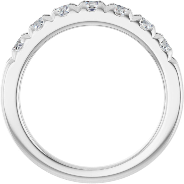 14K Gold Round Lab-Grown Diamond French-Set Seven-Stone Anniversary Band – 1/4–1 CTW - White Gold - view 2