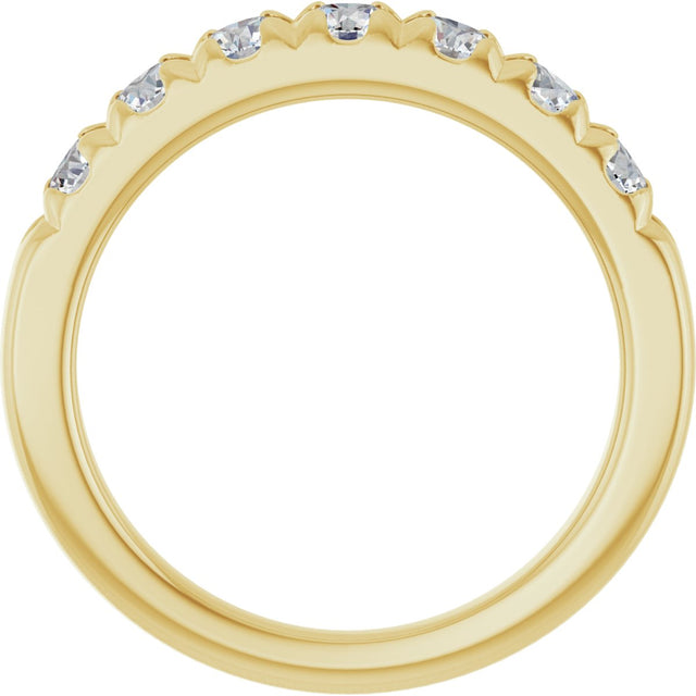 14K Gold Round Natural Diamond French-Set Seven-Stone Anniversary Band – 1/4–7/8 CTW - Yellow Gold - view 2