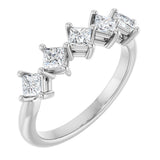 14K Gold Square Natural Diamond Five-Stone Anniversary Band – 3/8–1 1/8 CTW - White Gold