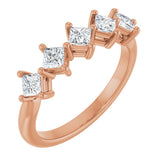 14K Gold Square Natural Diamond Five-Stone Anniversary Band – 3/8–1 1/8 CTW - Rose Gold