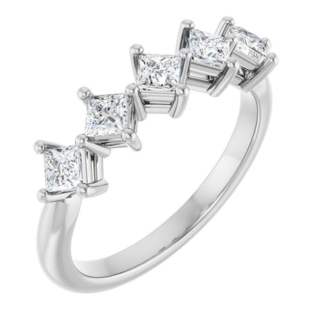 10K Gold Square Lab-Grown Diamond Five-Stone Anniversary Band – 1/2–1 9/10 CTW (Style 123843) - White Gold