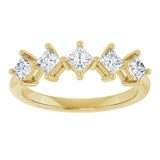 10K Gold Square Natural Diamond Five-Stone Anniversary Band – 5/8–1 9/10 CTW - Yellow Gold - view 3