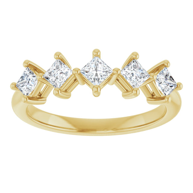 10K Gold Square Lab-Grown Diamond Five-Stone Anniversary Band – 1/2–1 9/10 CTW (Style 123843) - Yellow Gold - view 3
