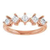 10K Gold Square Lab-Grown Diamond Five-Stone Anniversary Band – 1/2–1 9/10 CTW (Style 123843) - Rose Gold - view 3