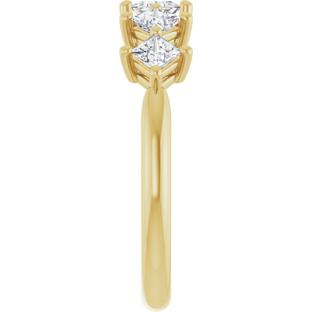 14K Gold Square Natural Diamond Five-Stone Anniversary Band – 3/8–1 1/8 CTW - Yellow Gold - view 4