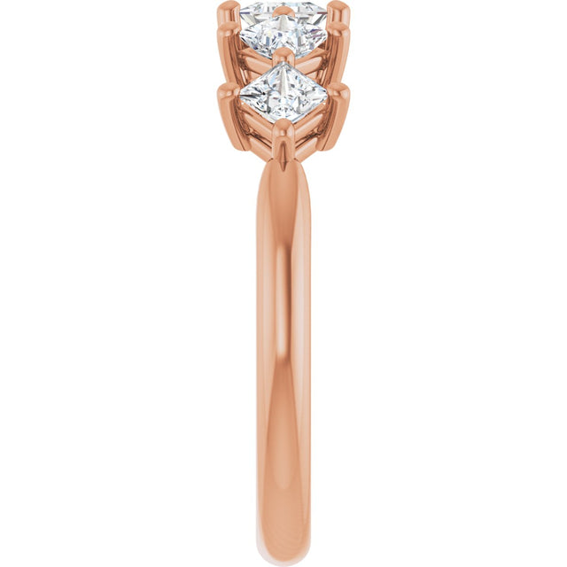 10K Gold Square Natural Diamond Five-Stone Anniversary Band – 5/8–1 9/10 CTW - Rose Gold - view 4