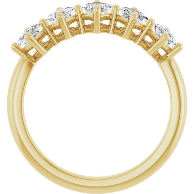 14K Gold Square Natural Diamond Five-Stone Anniversary Band – 3/8–1 1/8 CTW - Yellow Gold - view 2