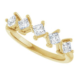 10K Gold Square Natural Diamond Five-Stone Anniversary Band – 5/8–1 9/10 CTW - Yellow Gold - view 5