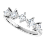 10K Gold Square Natural Diamond Five-Stone Anniversary Band – 5/8–1 9/10 CTW - White Gold - view 5
