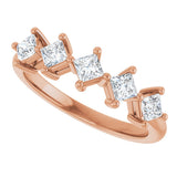 10K Gold Square Natural Diamond Five-Stone Anniversary Band – 5/8–1 9/10 CTW - Rose Gold - view 5
